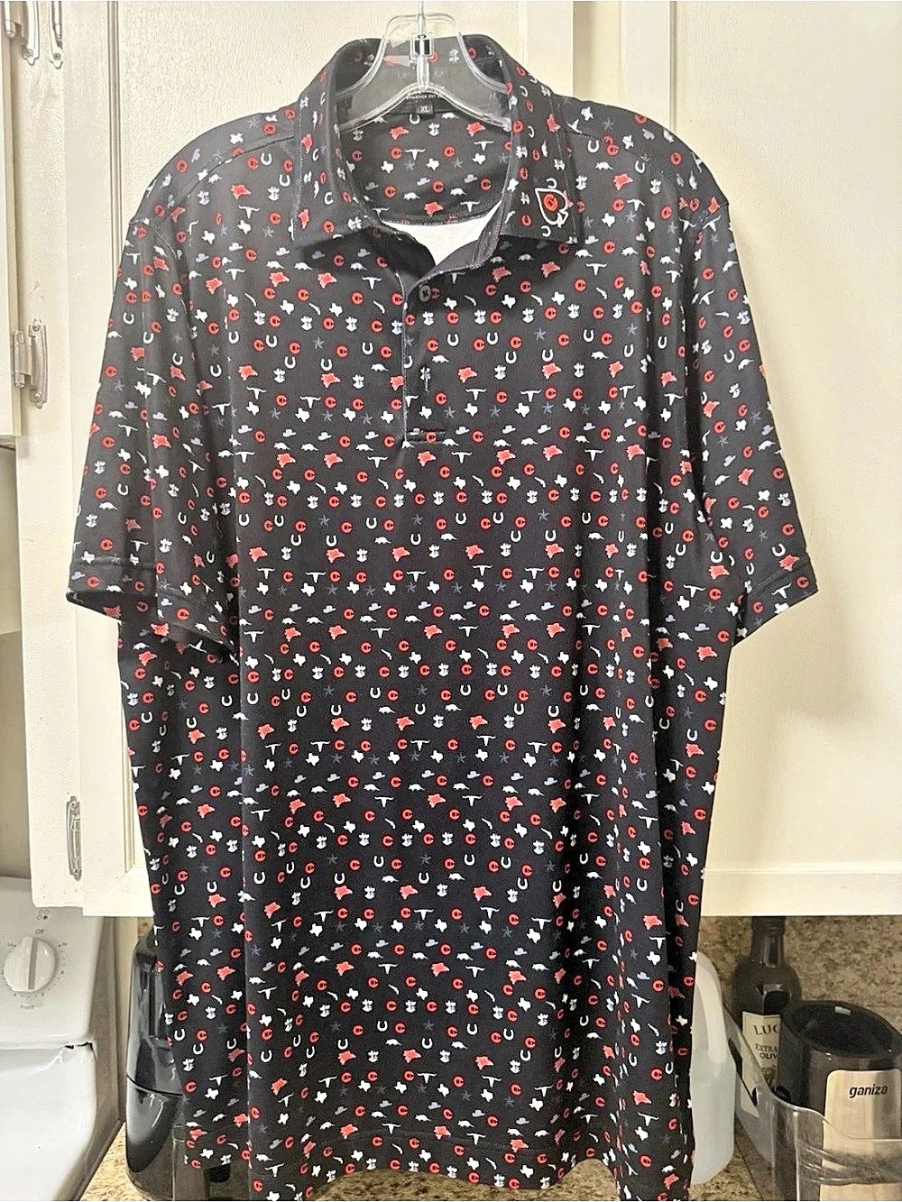 BrexRae Athletics Est 2022 Printed Polo Shirt in Black & Red XL Like New